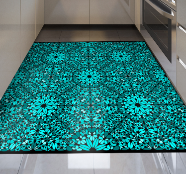 Alfombra vinilo mosaico verde azulado - TenVinilo