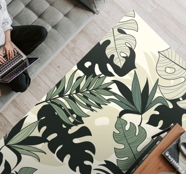 Alfombra vinilo naturaleza hojas monstera verde - TenVinilo