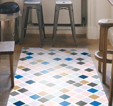 Alfombra vinilo nórdica azulejos multicolor - TenVinilo