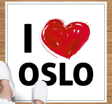 Alfombra vinilo nórdica frase I love Oslo - TenVinilo