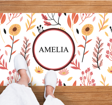 Alfombra vinilo personalizable Flores de colores sobre un fondo b - TenVinilo