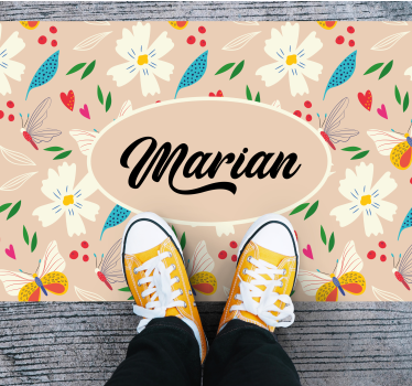 Alfombra vinilo personalizable Flores de primavera sobre beige - TenVinilo