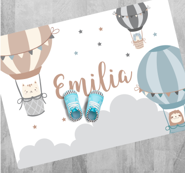 Alfombra vinilo personalizable Nubes y globos de color pastel - TenVinilo