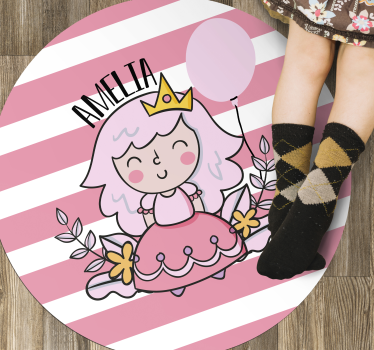 Alfombra vinilo personalizable Princesa de hadas rosa con globos - TenVinilo