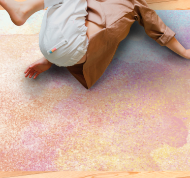 Alfombra vinilo textura Acuarela crema naranja y azul - TenVinilo
