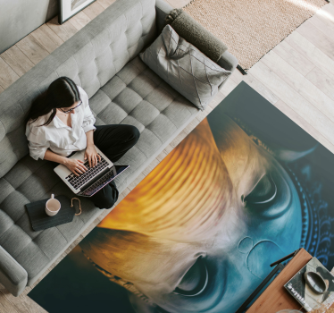 Alfombras de vinilo modernas Elefante azul de arte moderno - TenVinilo