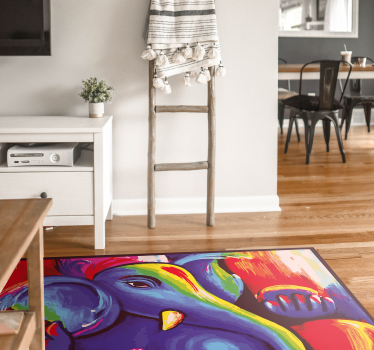 Alfombras de vinilo modernas Elefante de arte moderno colorido - TenVinilo