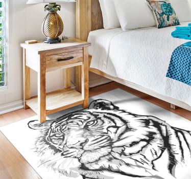 Alfombras vinílicas de animales Cara de tigre blanco - TenVinilo