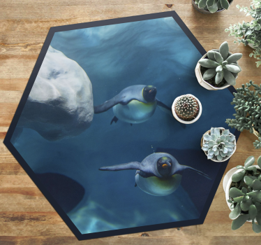 Alfombras vinílicas de animales Pingüinos nadando - TenVinilo