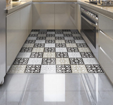 Alfombras vinílicas de azulejos negros hidráulicos - TenVinilo