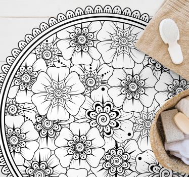 Alfombras vinílicas de azulejos Círculo negro mandala - TenVinilo
