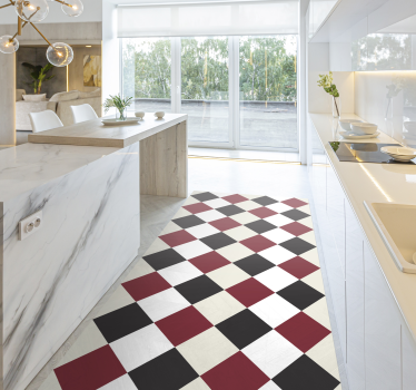 Alfombras vinílicas de azulejos Rombo rojo y negro - TenVinilo