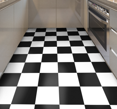 Alfombra vinilo cocina tablero de ajedrez - TenVinilo
