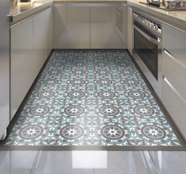 Alfombra vinilo cocina azulejos turquesa árabe - TenVinilo