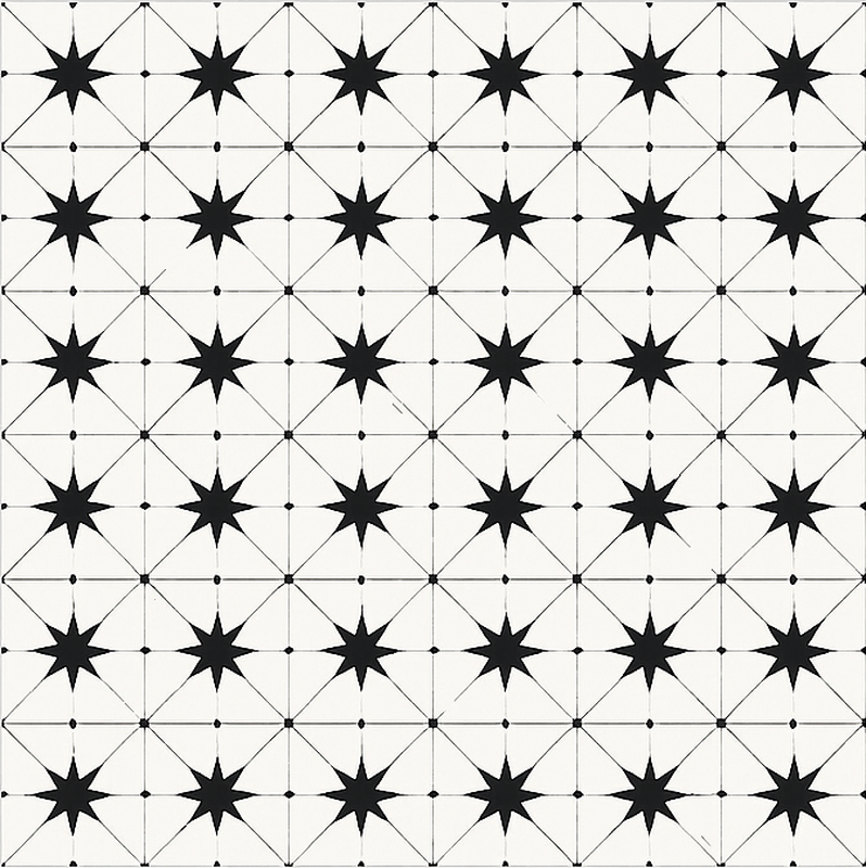 Alfombra vinilo comedor patrón de estrella encáustica - TenVinilo