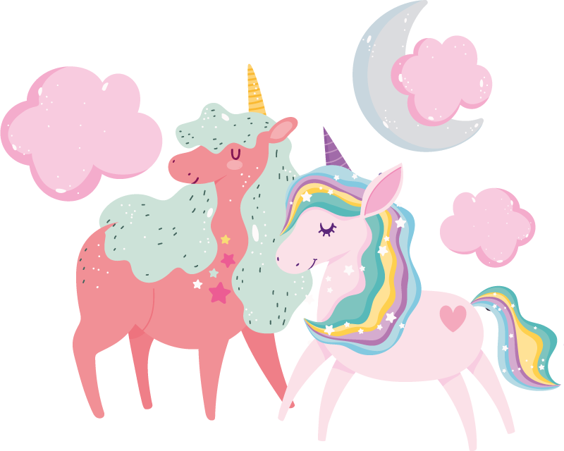 Aflombra vinílica animales unicornio pequeño con yegua - TenVinilo