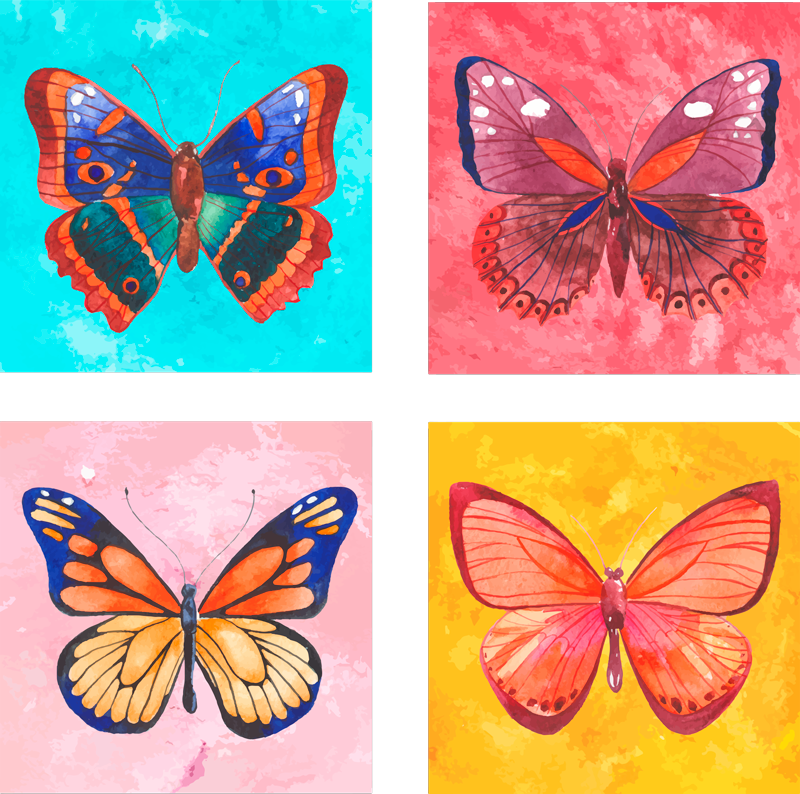 Aflombra vinílica animales azulejos mariposas multicolores - TenVinilo