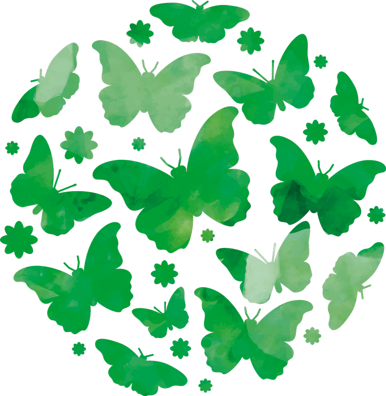 Aflombra vinílica animales mariposas verdes acuarela - TenVinilo