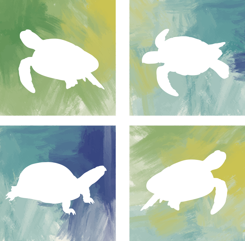 Aflombra vinílica animales baldosas tortuga coloridas - TenVinilo