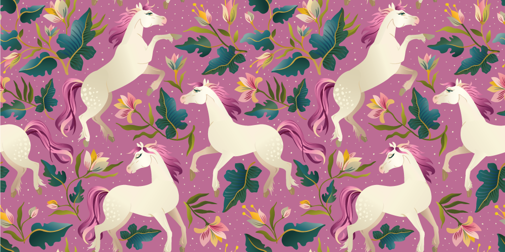 Aflombra vinílica animales diseño de caballo rosa y floral - TenVinilo