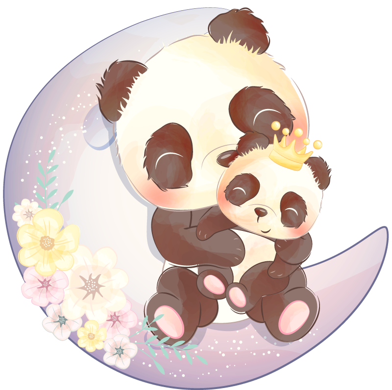 Aflombra vinílica animales dos pandas en la luna - TenVinilo