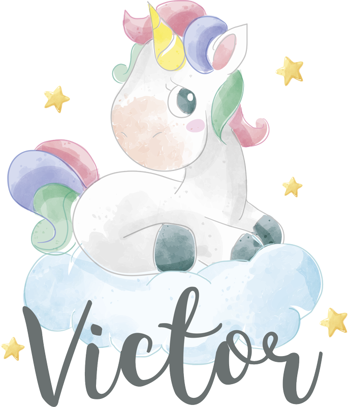 Aflombra vinílica animales unicornio acuarela con nubes - TenVinilo