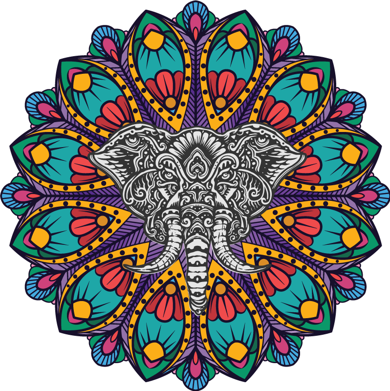 Aflombra vinílica animales elefante mandala colorido - TenVinilo