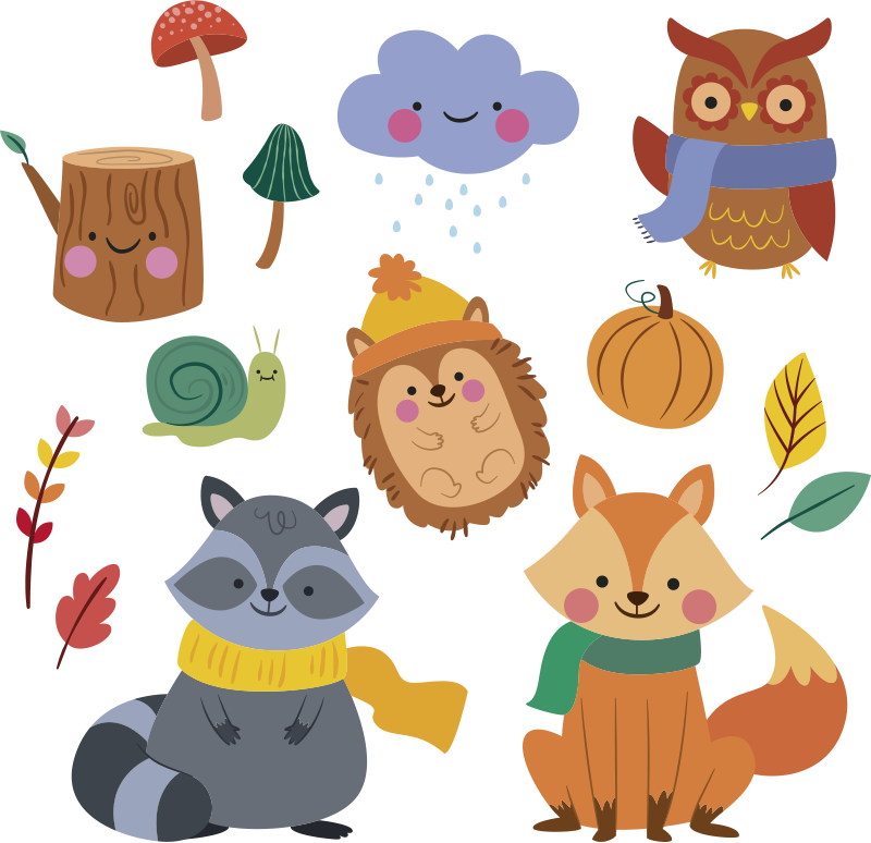 Aflombra vinílica animales flores y animales de otoño - TenVinilo