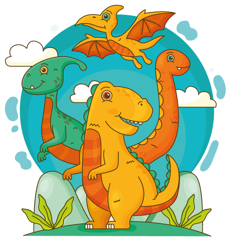 Aflombra vinílica animales dinosaurios en la selva - TenVinilo
