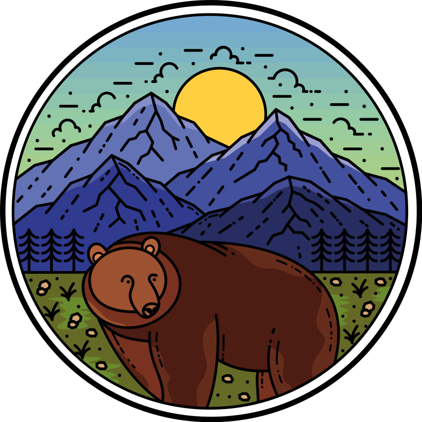 Aflombra vinílica animales montaña con oso redonda - TenVinilo