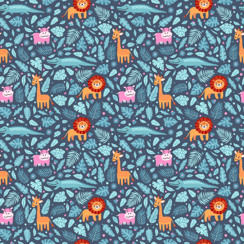 Aflombra vinílica animales diseño de varios animales jungla - TenVinilo