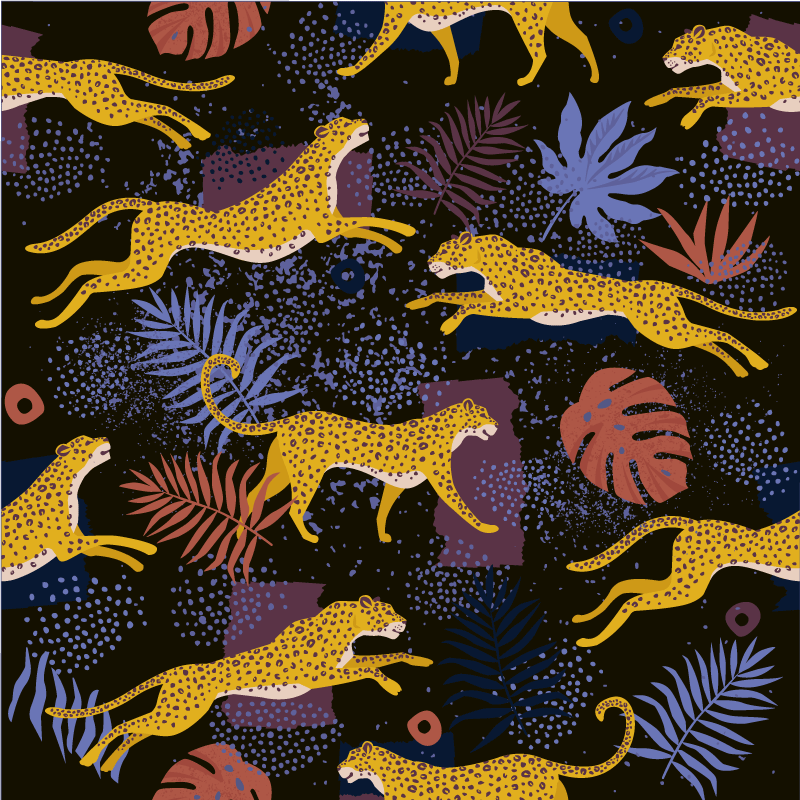Aflombra vinílica animales hojas tropicales leopardos - TenVinilo