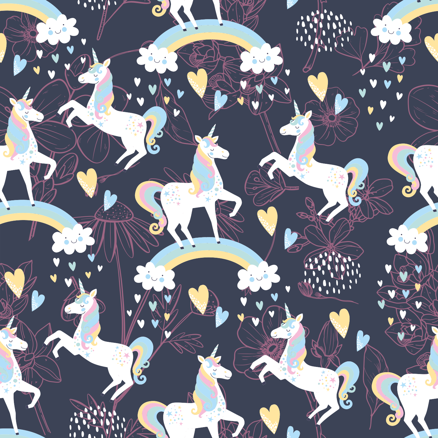 Aflombra vinílica animales unicornios rosas florales - TenVinilo