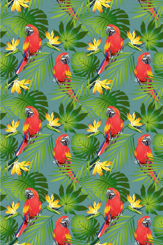 Aflombra vinílica animales loros coloridos sobre fondo azul - TenVinilo