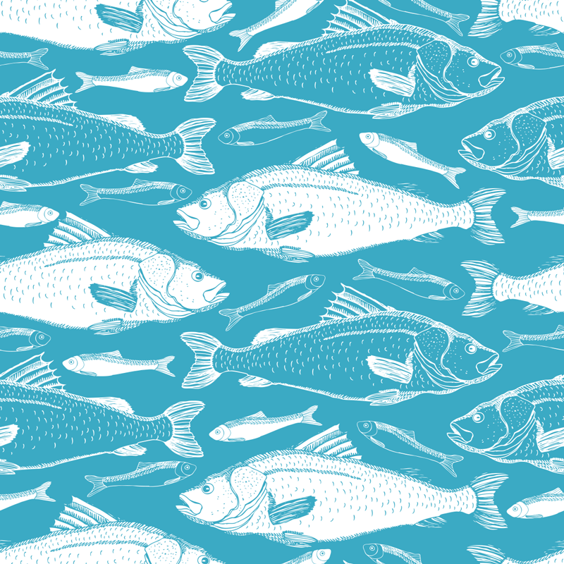 Aflombra vinílica animales patrón de peces acuáticos - TenVinilo