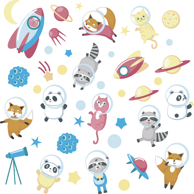 Aflombra vinílica animales astronautas adorables - TenVinilo