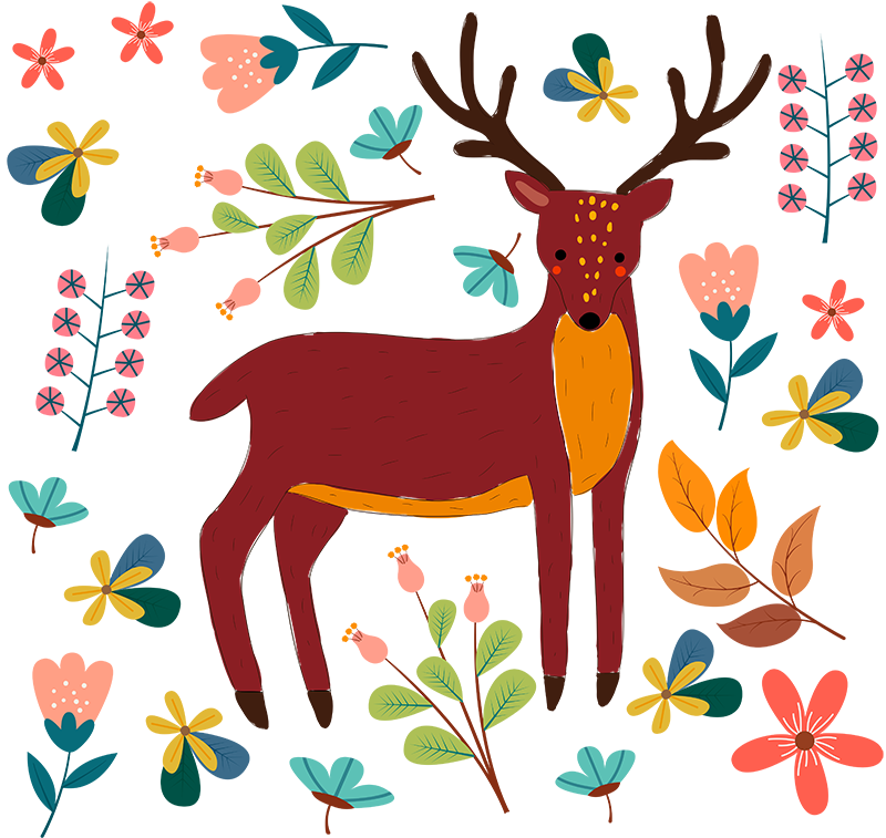 Aflombra vinílica animales ilustración de ciervo caprichoso - TenVinilo