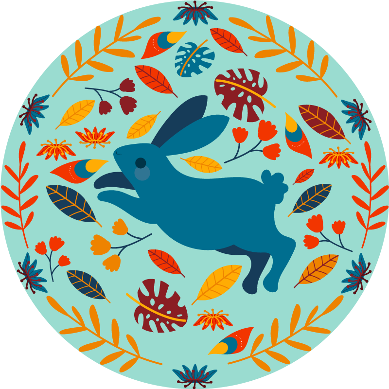 Aflombra vinílica animales ilustración de conejo juguetón - TenVinilo