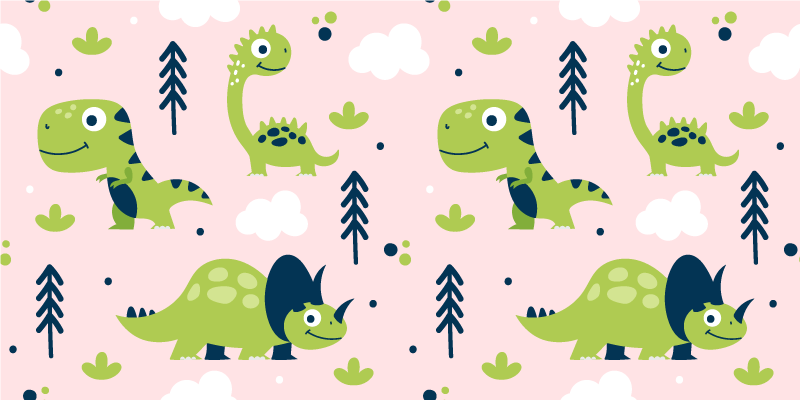 Aflombra vinílica animales tema de dinosaurios juguetones - TenVinilo