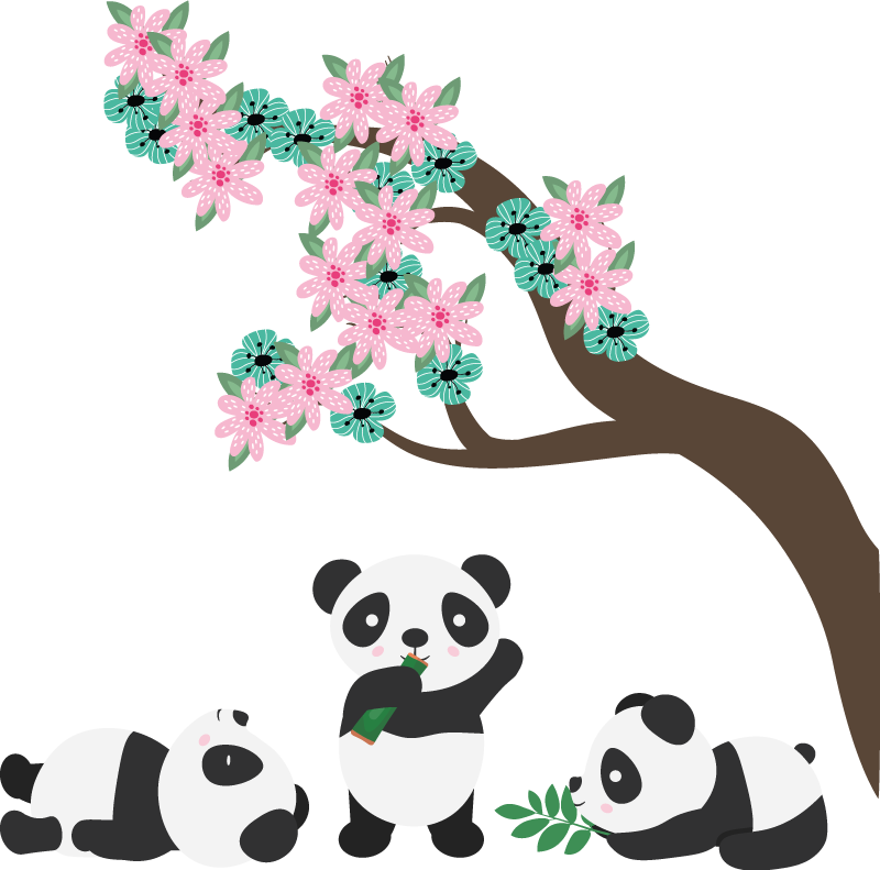 Aflombra vinílica animales clan de pandas juguetones - TenVinilo