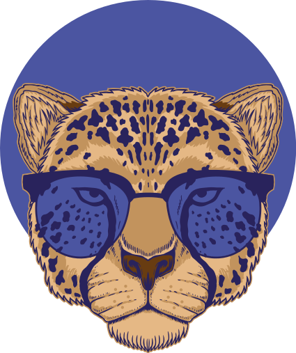 Aflombra vinílica animales leopardo con gafas - TenVinilo