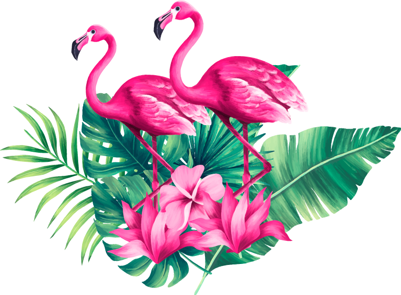 Aflombra vinílica animales flamencos y follaje - TenVinilo