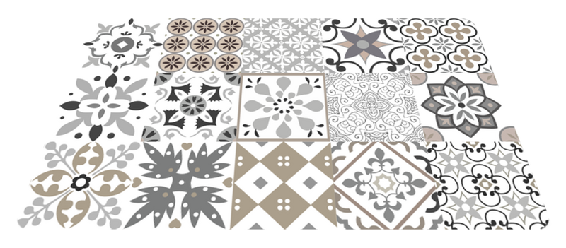 Alfombra vinílica cocina mosaico de azulejos geométricos - TenVinilo