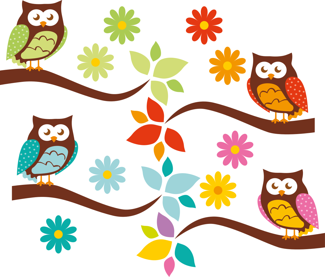 Aflombra vinílica animales arreglo de búhos coloridos - TenVinilo