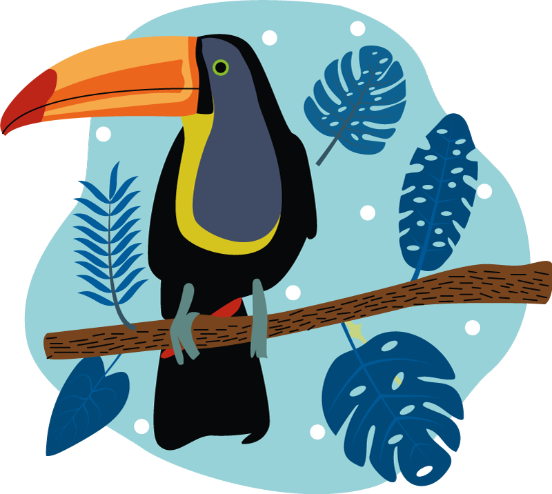 Aflombra vinílica animales tucán tropical posado - TenVinilo