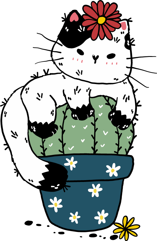 Aflombra vinílica animales gato juguetón cactus - TenVinilo