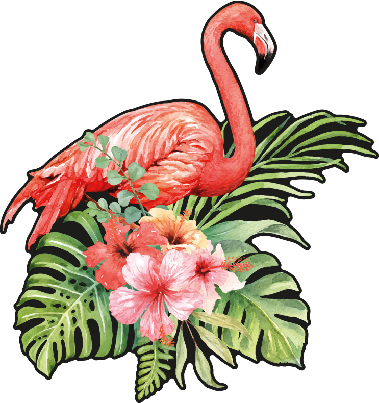 Aflombra vinílica animales flamenco con flores - TenVinilo