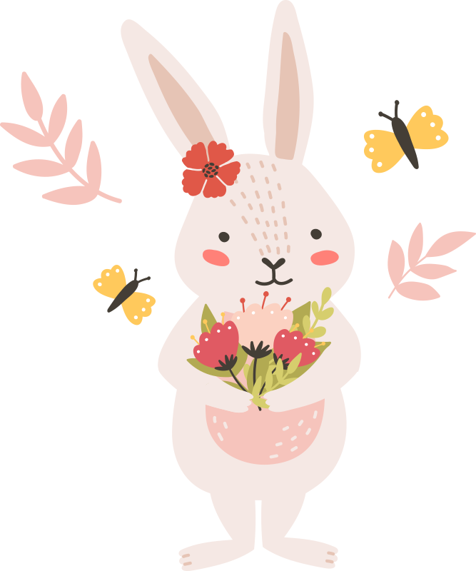 Aflombra vinílica animales arte de conejo adorable - TenVinilo