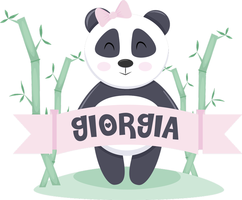 Aflombra vinílica animales panda bebé niña con nombre - TenVinilo