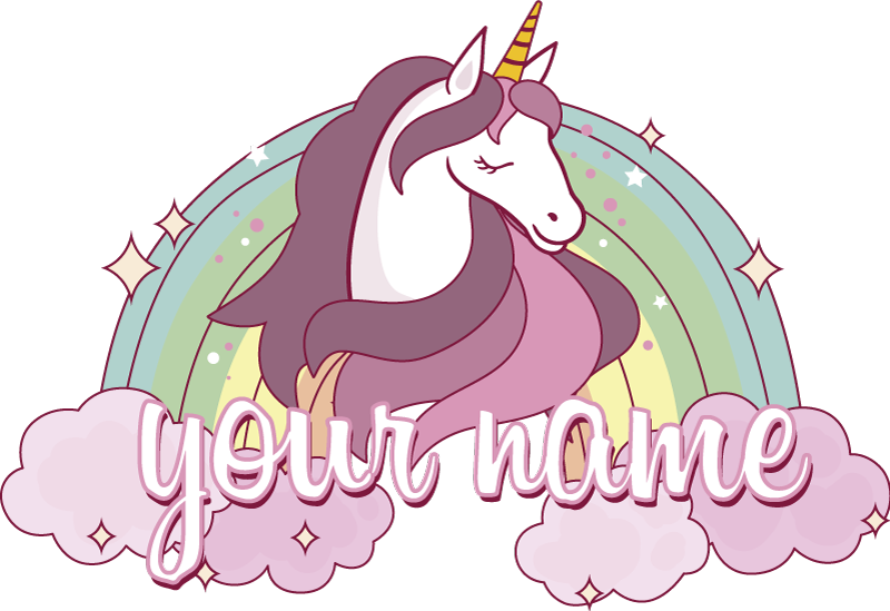 Aflombra vinílica animales unicornio rosa con nombre - TenVinilo